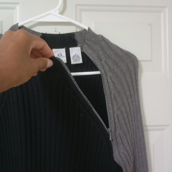 A|X Armani Exchange Trademark  Cotton Blend Men's Black And Gray Sweater. Size S - Picture 5 of 11